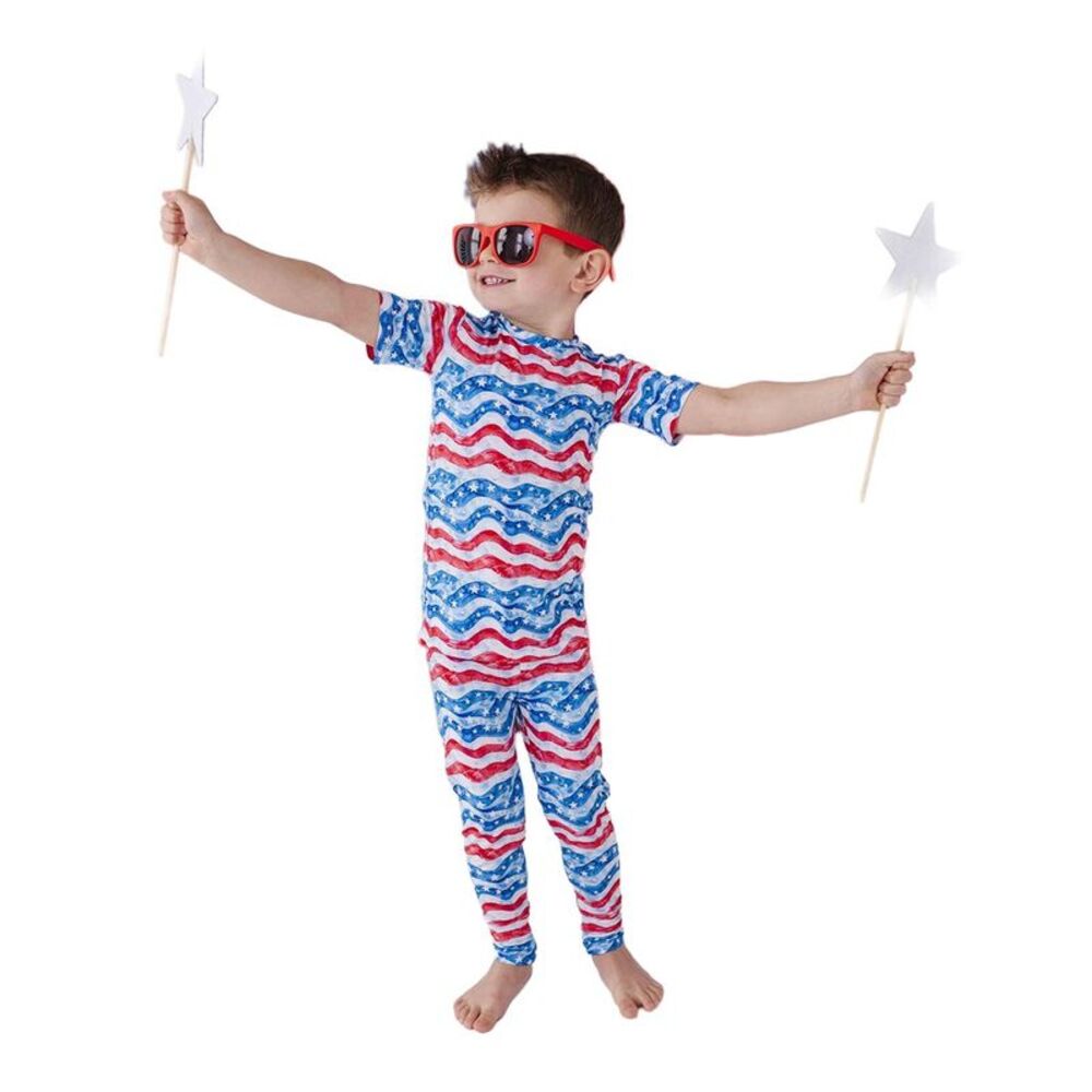 Bums & Roses Girls  All American Short Sleeve 2Pc Set, Multicolor